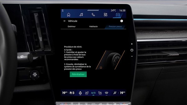 avertisseur de perte de pression des pneumatiques -  Espace full hybrid E-Tech - Renault