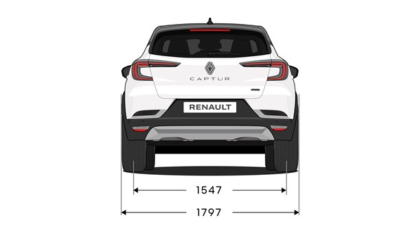 Dimensions face arrière - Renault Captur E-Tech full hybrid